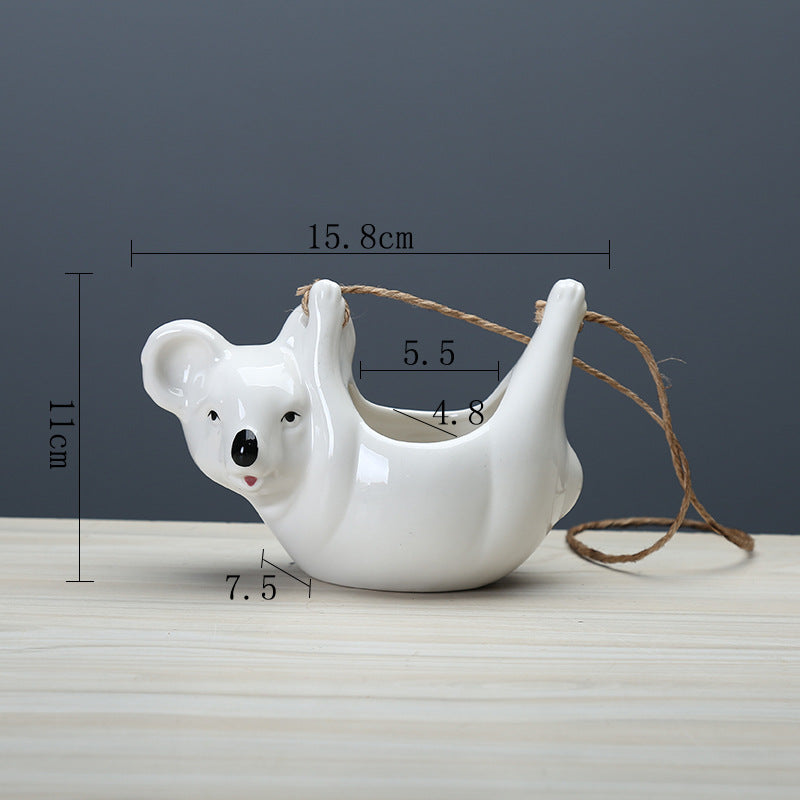 Cute Cartoon Koala Hanging Basket Ceramic Planter