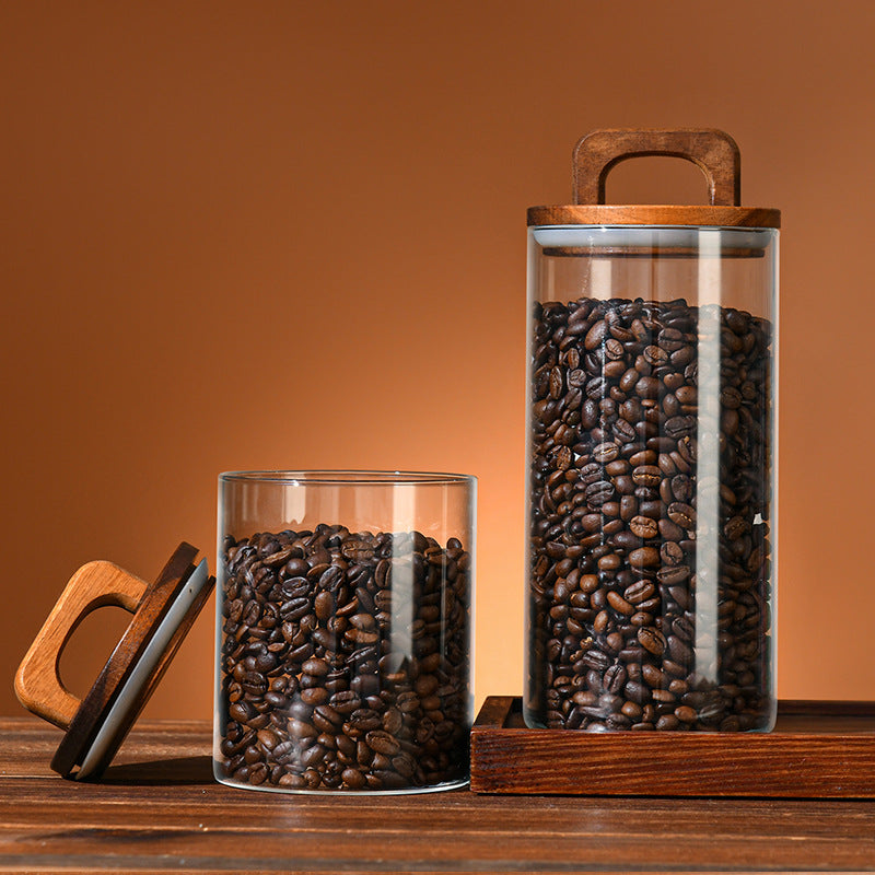 Airtight Glass Canister with Wood Lid for Kitchen Storage