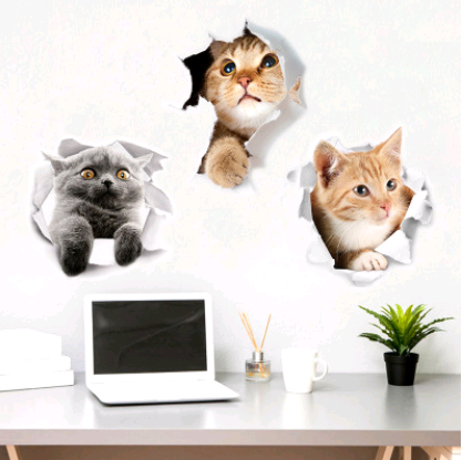 Cute 3D Cat Wall Stickers for Home Decor