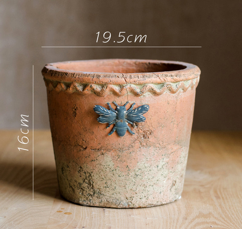 Bee Red Clay Flower Pot and Vase for Rustic Decor