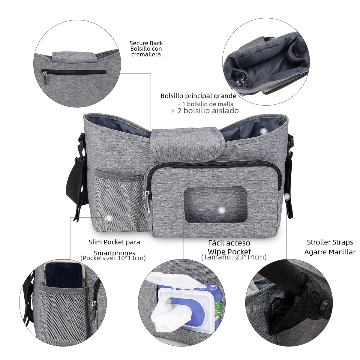 Baby Stroller Bag with Insulation and Storage Features