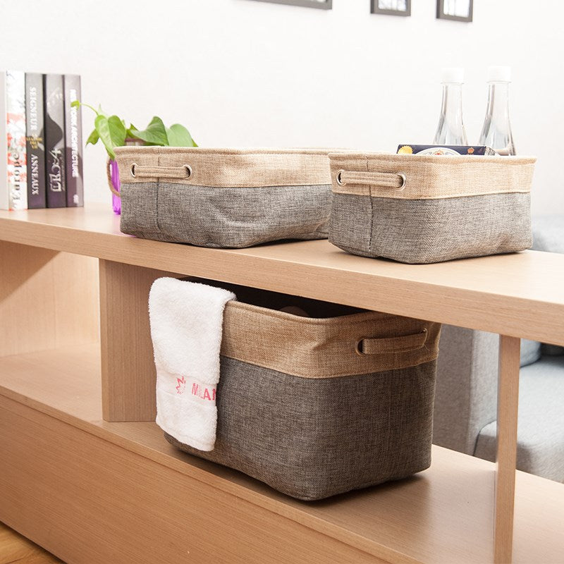 Cotton Linen Desktop Storage Basket for Organizing