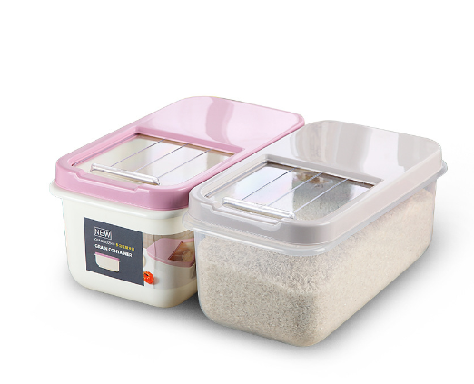 Transparent Rice Container and Kitchen Storage Cabinet