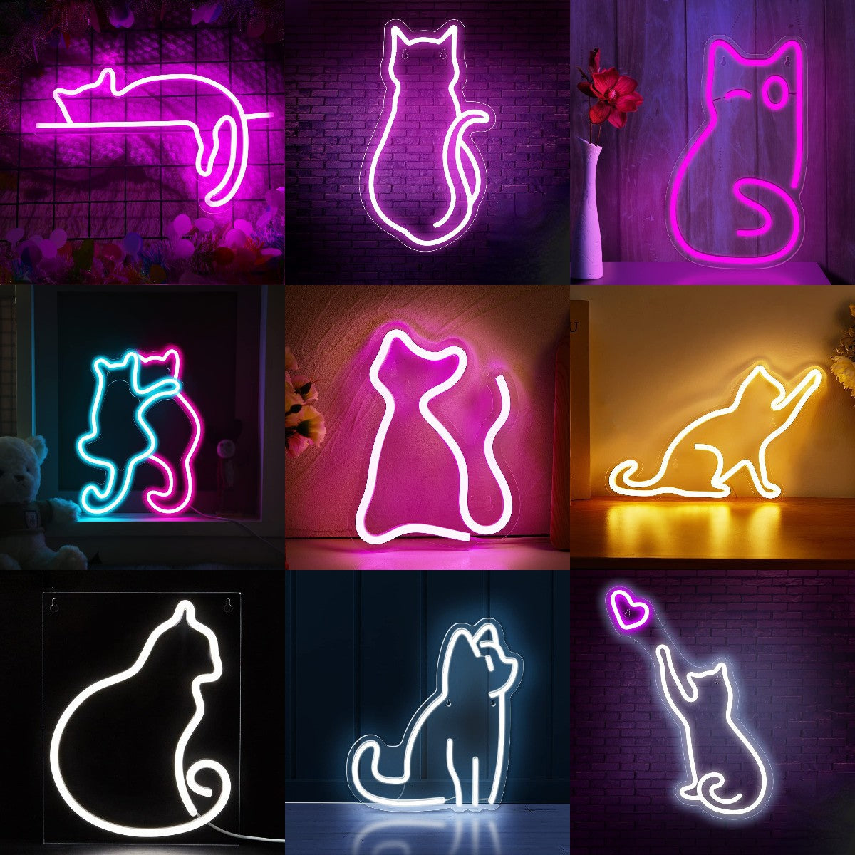 LED Neon Cat Wall Decor for Indoor/Outdoor Lighting