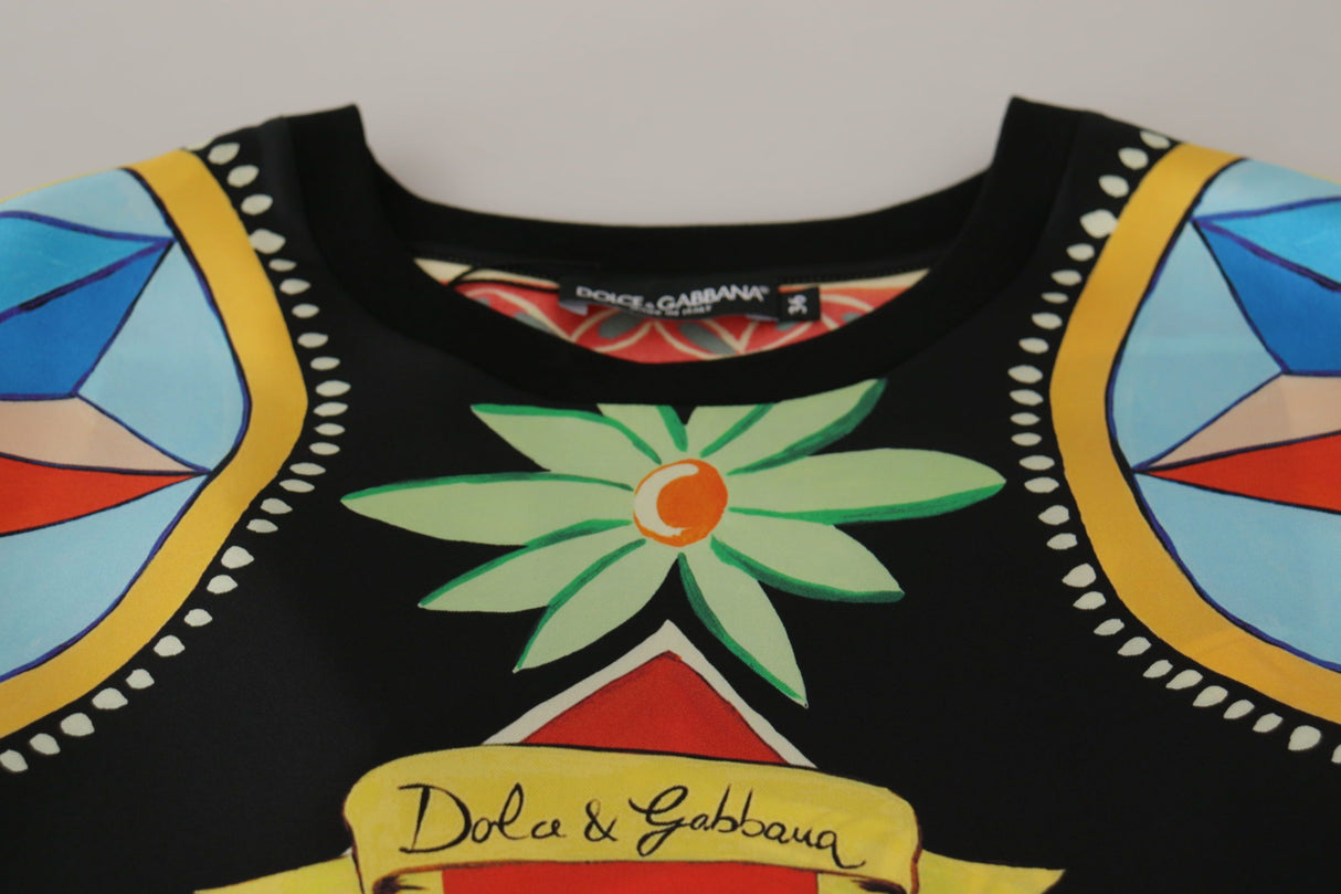 Dolce & Gabbana Multicolor Soldier Carretto Silk Top T-shirt