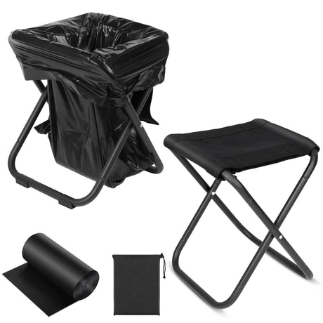 Liuwat 2-in-1 Collapsible Camping Toilet Stool Heavy-Duty & Easy Setup Portable Toilet for Camping Emergency Toilet Camping Toilets Portable Camping Stool for Hiking Fishing Gardening