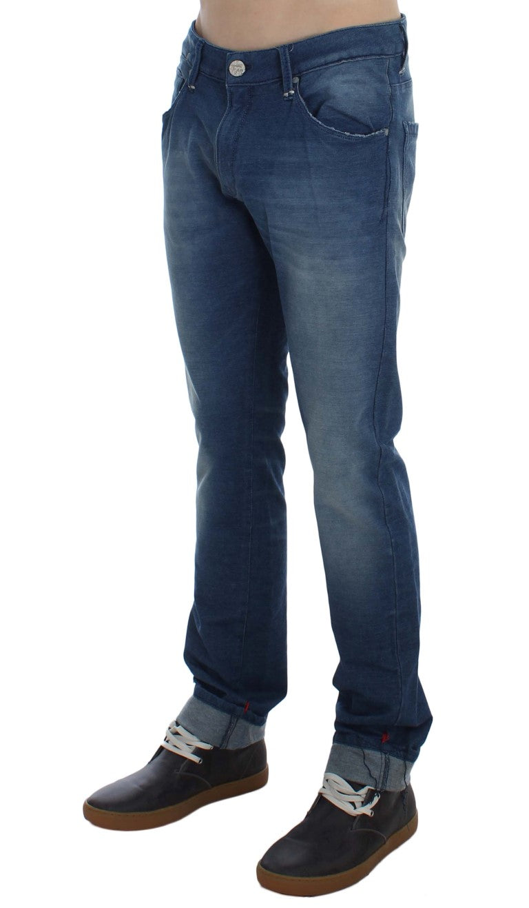 Acht Blue Wash Denim Cotton Stretch Slim Fit Jeans