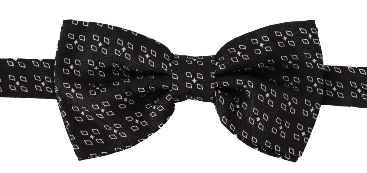 Dolce & Gabbana Black White Polka Dot 100% Silk Neck Papillon Tie