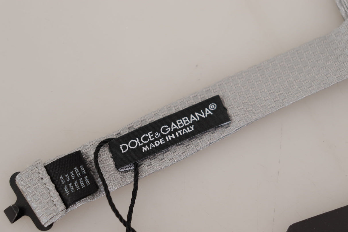 Dolce & Gabbana Gray 100% Silk Adjustable Neck Papillon Tie