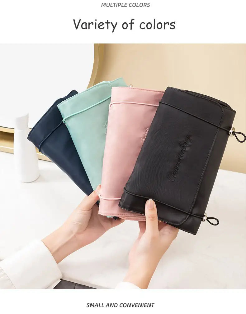Waterproof Cosmetic Bag with Makeup Brush Organizer