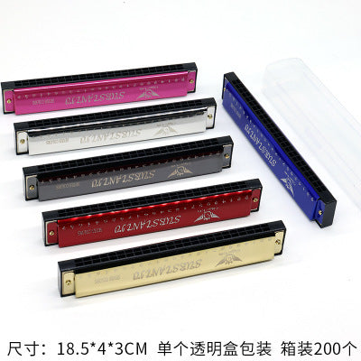 Wooden Painted Harmonica for Kids - 16 Holes Educational Toy