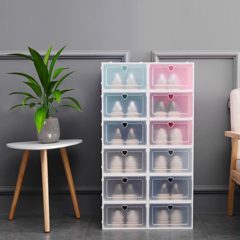 Stackable Transparent Plastic Shoe Storage Organizer Box