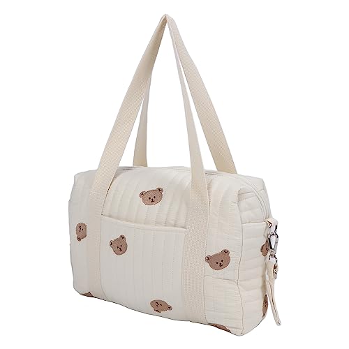 Asixxsix Tote Bag Diaper Bag Travel Diaper Carry Bag Multifunctional Baby Stroller Bag Nursery Storage Bin Large Capacity Baby Nappy Bag Travel Handbag for Mom Daddy Baby (Bear Bag)