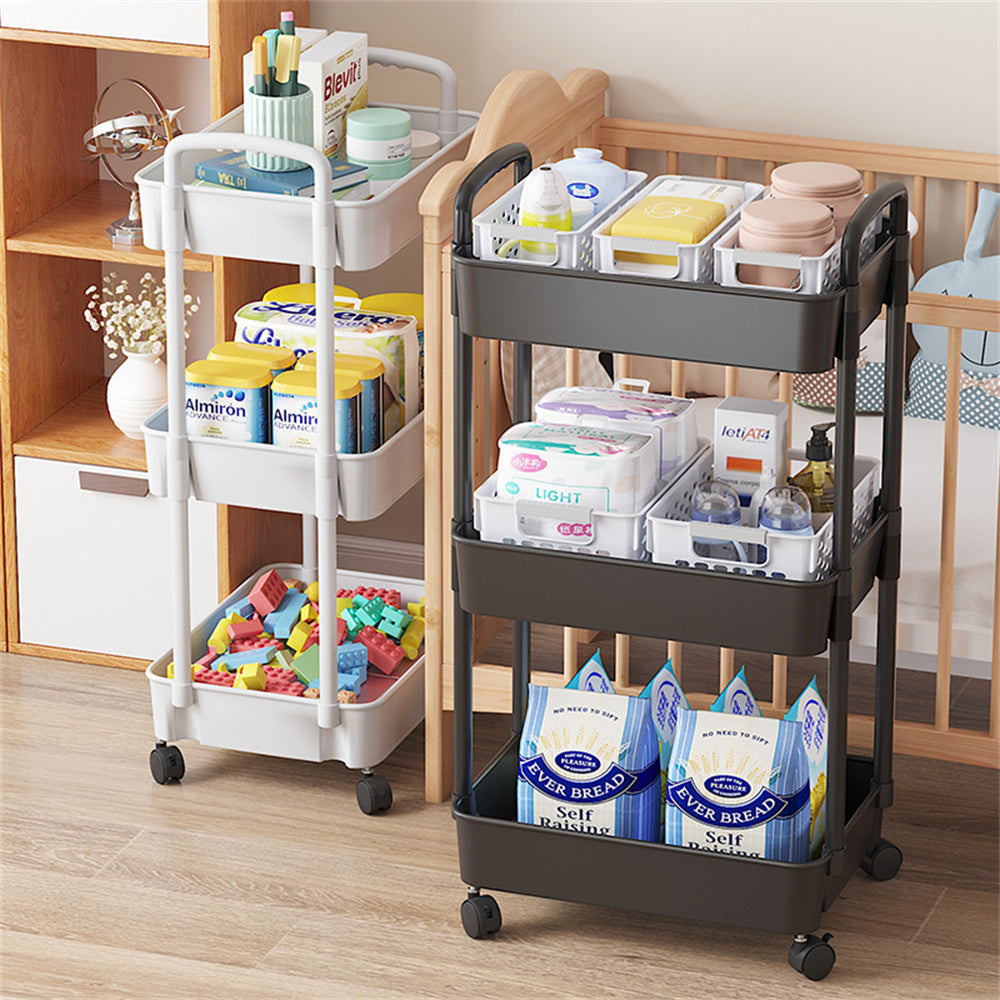 3-Layer Rolling Utility Cart for Kitchen & Bathroom Storage