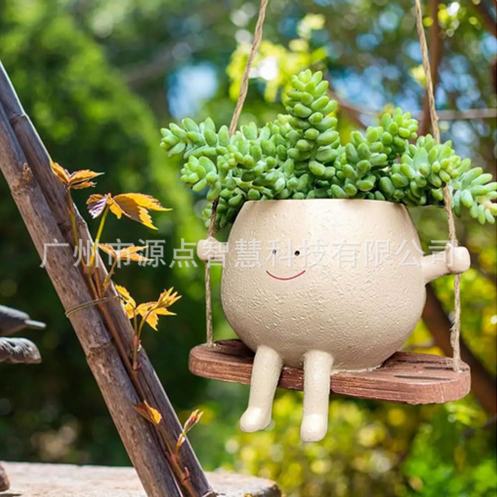 Swing Face Planter Pot for Garden or Windowsill Decor