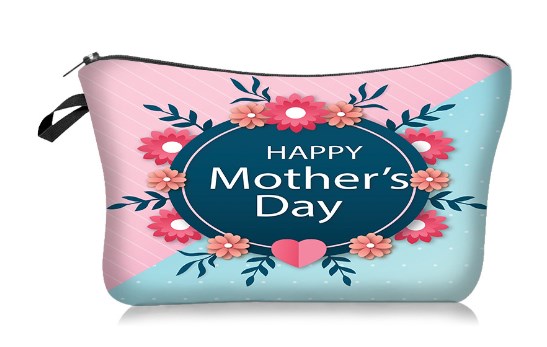 Mother's Day Floral Cosmetic Bag with Zipper Organizer