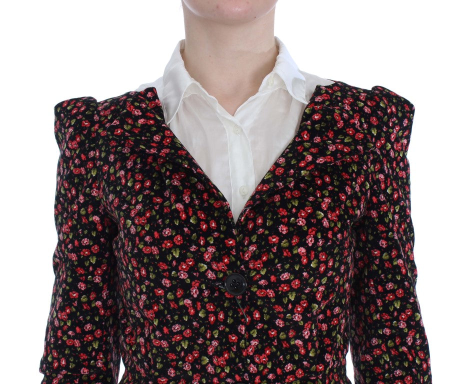 BENCIVENGA Black Multicolor Floral Suit