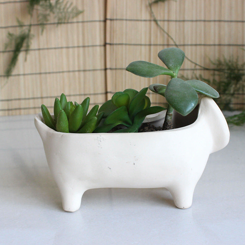 Ceramic Succulent Planter with Cat Design