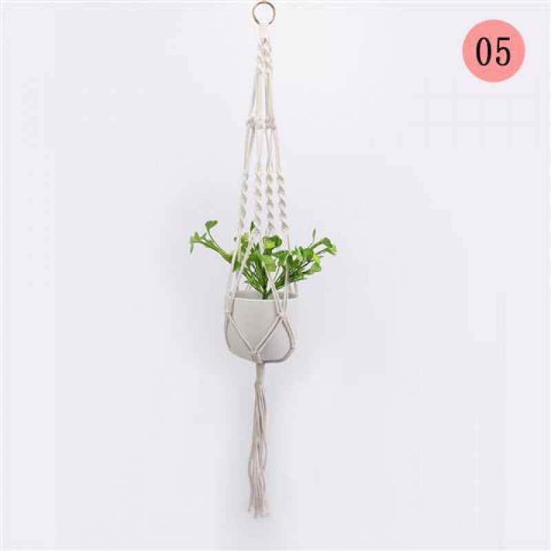 Handwoven Cotton Rope Hanging Planter Basket