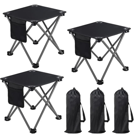 Airsnigi 3 Pack Camping Stool Camping Foot Stool Portable Folding Camp Stool with Storage Bag Easy Folding and Storage Folding Stool Suitable for FishingTravelBeachPicnicLawn Outdoor - Black