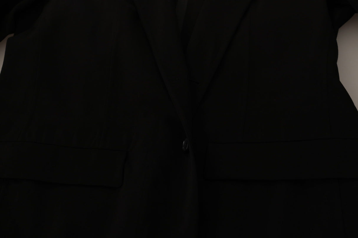 Dolce & Gabbana Black Wool Single Breasted Coat Blazer