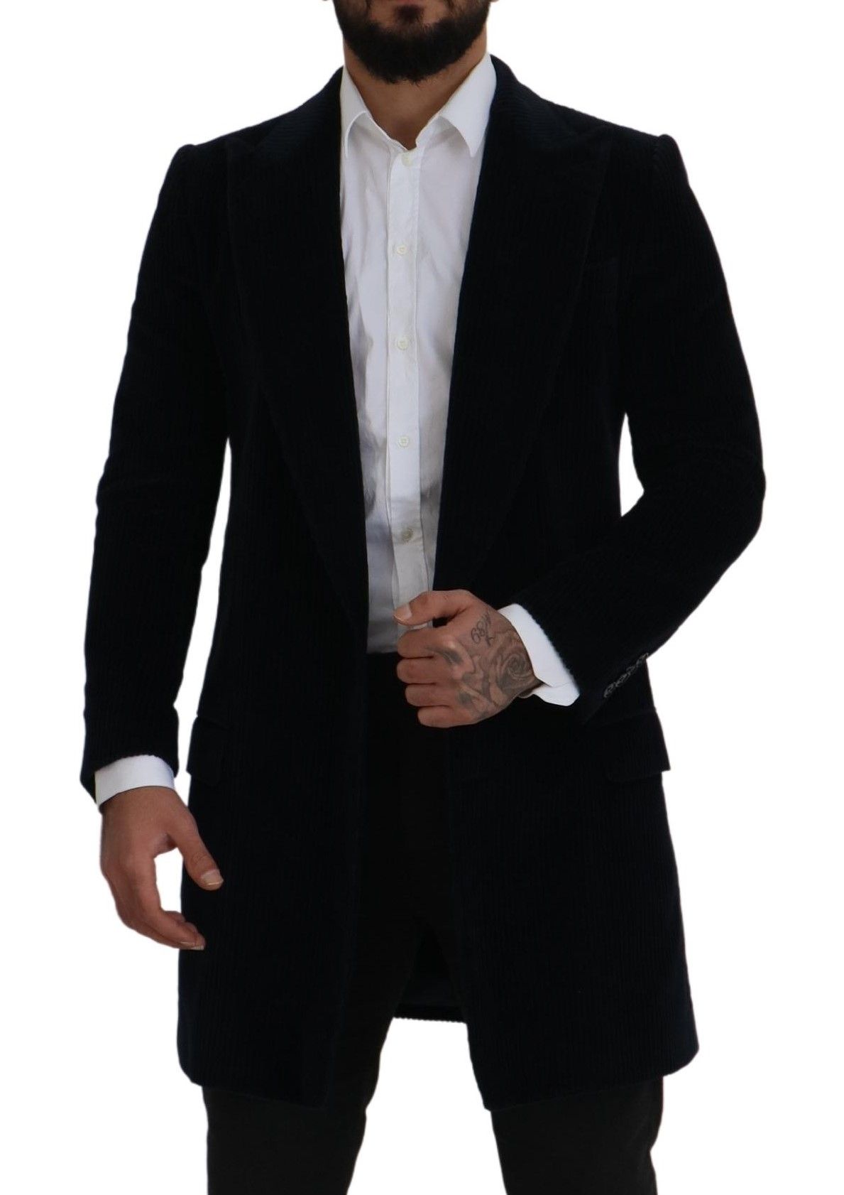 Dolce & Gabbana Black Cotton Cardigan Long Coat Men Jacket