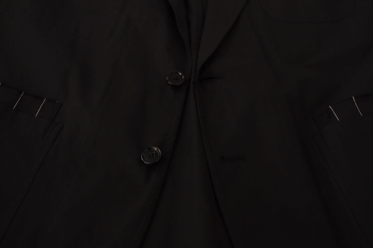 Dolce & Gabbana Black Cotton Single Breasted Blazer Jacket