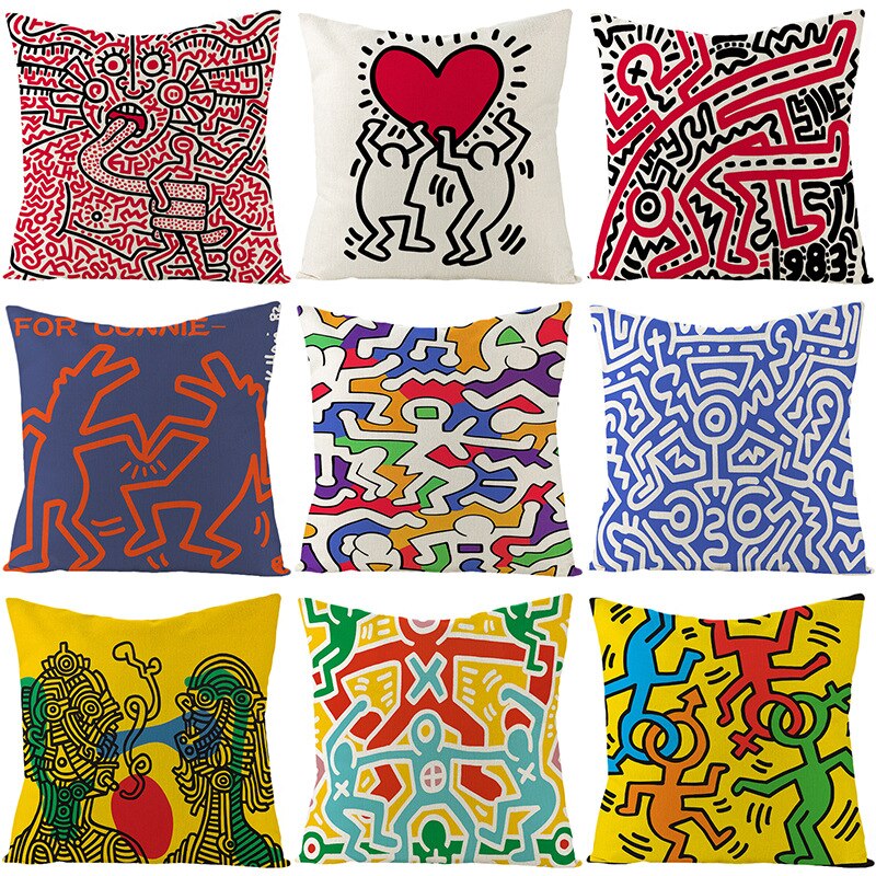 Kaisar Linen Cartoon Heart Pillowcase for Home Decor