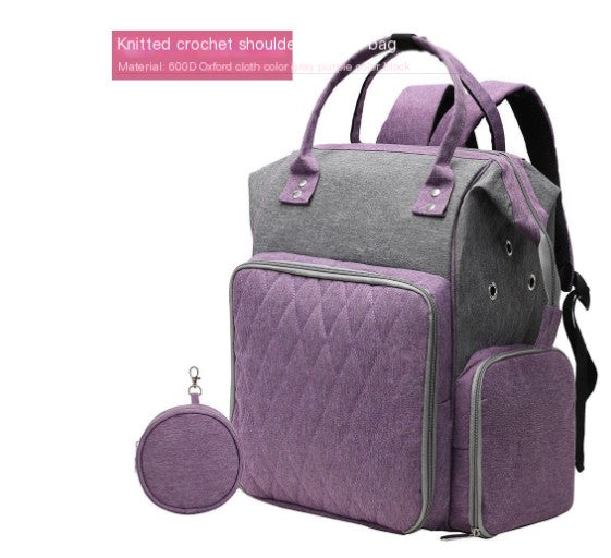 Double Shoulder Wool Crochet Storage Bag for Home Use