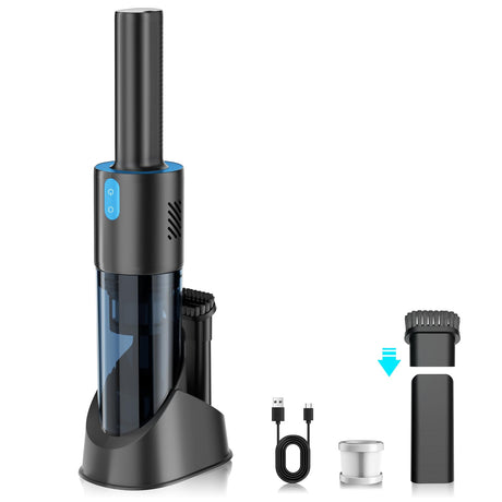 Handheld Vacuum Cordless Car Vacuum Cleaner Portable 10000Pa Suction 25Mins Runtime Lightweight 1.3LBs USB Charging Mini Hand Vacuum Rechargeable with Storage Stand for Car Home Pet Hair H8