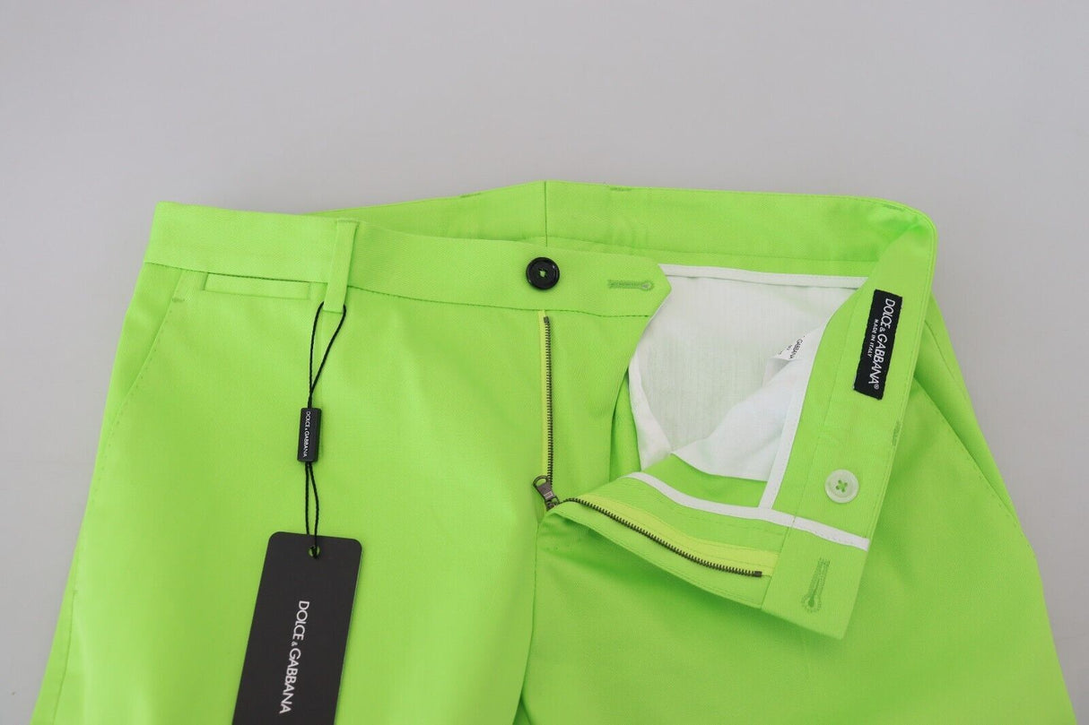 Dolce & Gabbana Light Green Cotton Skinny Men Trousers Pants