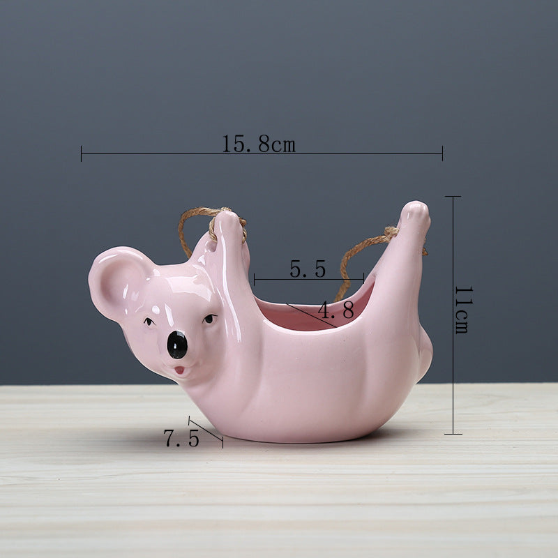 Cute Cartoon Koala Hanging Basket Ceramic Planter