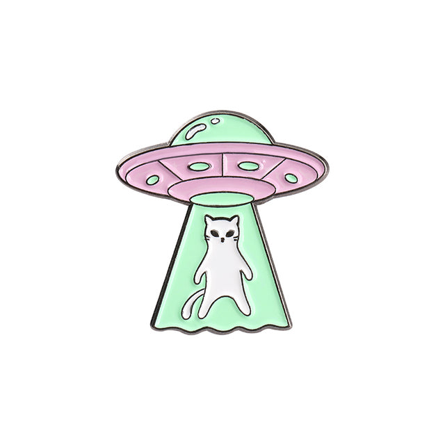 Cartoon Jewelry Alien Spaceship Brooch Accessory
