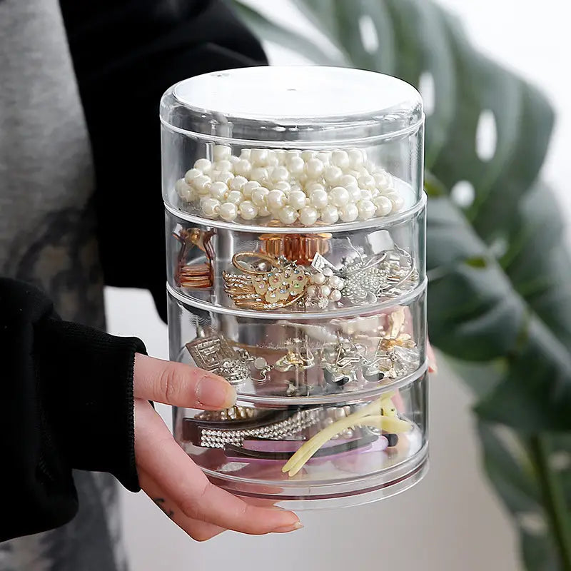 Acrylic Jewelry Organizer with Rotating Storage for Girls