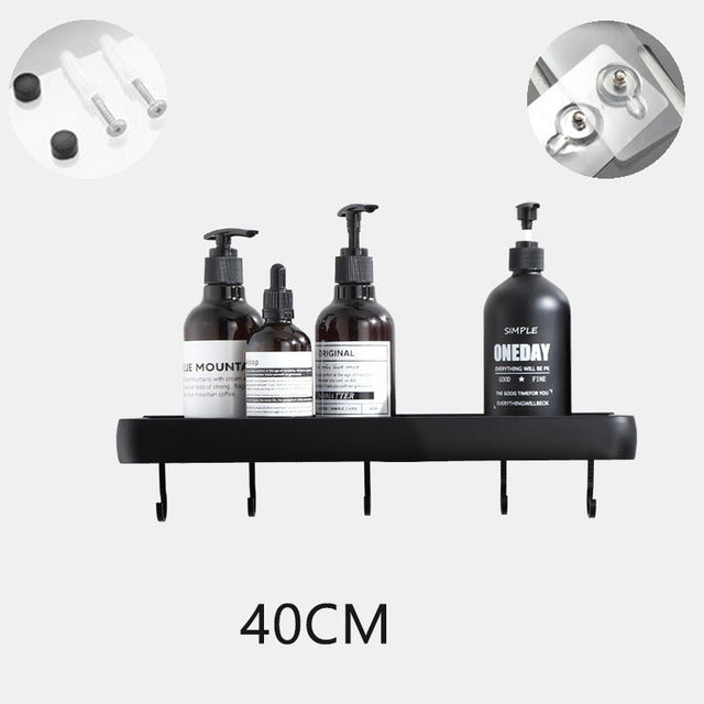 Wall Mounted Bathroom Organizer Shelf and Towel Rack