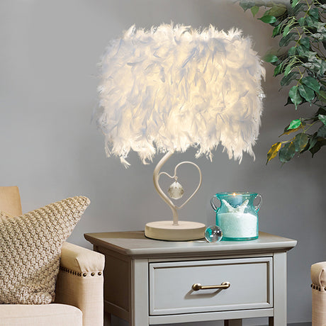 LED Feather Heart Crystal Table Lamp for Home Decor