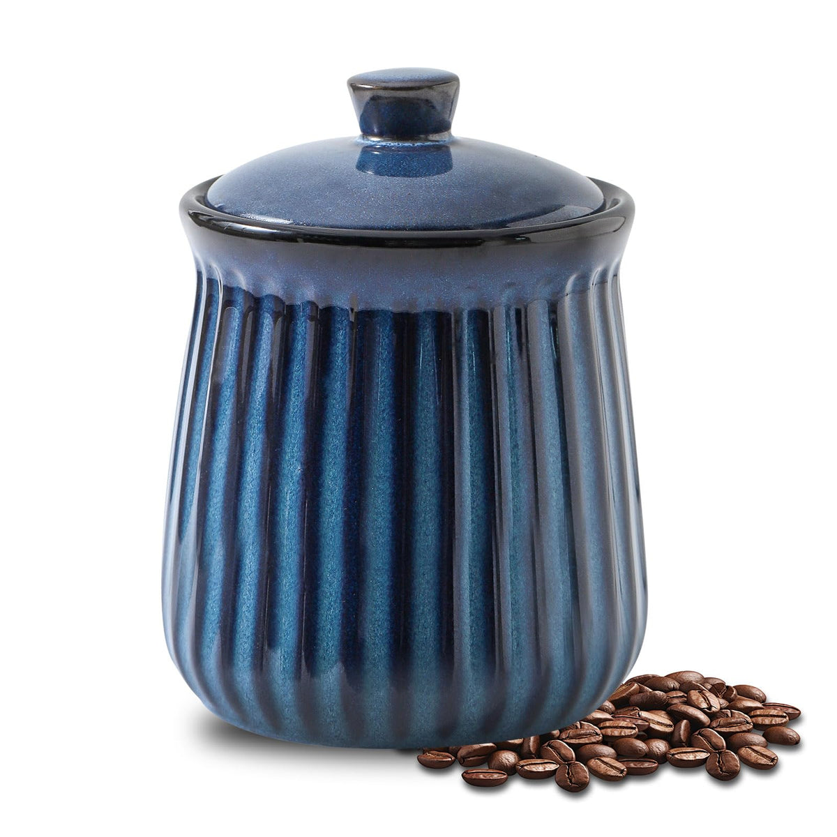 Hasense Ceramic Storage Containers 35 oz Coffee Canister with Airtight Lids Porcelain Food Storage Jar Kitchen Storage Container for Countertop Flour and Sugar Containers for Cookie Candy Blue