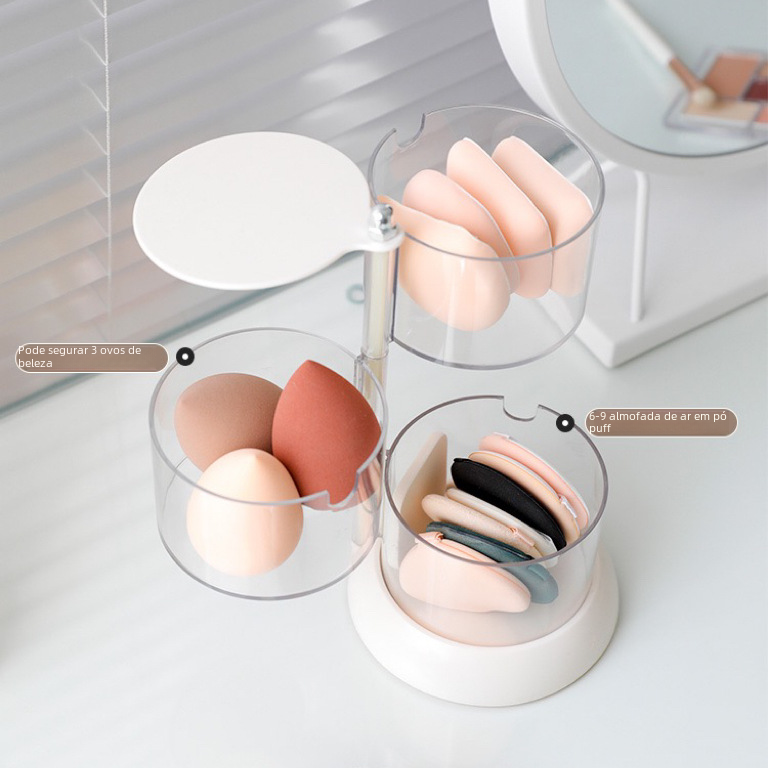 Rotating Dustproof Makeup Sponge Storage Box