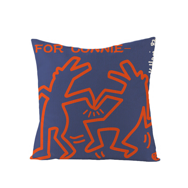 Kaisar Linen Cartoon Heart Pillowcase for Home Decor
