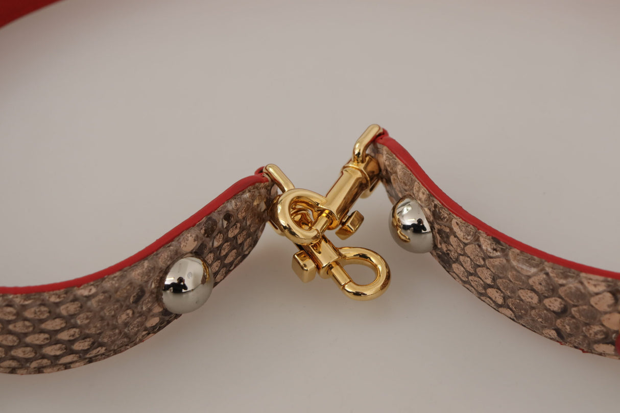 Dolce & Gabbana Brown Python Leather Crystals Shoulder Strap