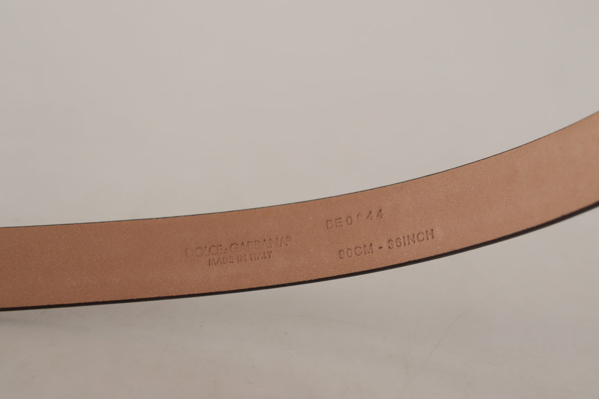 Dolce & Gabbana Black Patent Leather Logo Metal Waist Buckle Belt