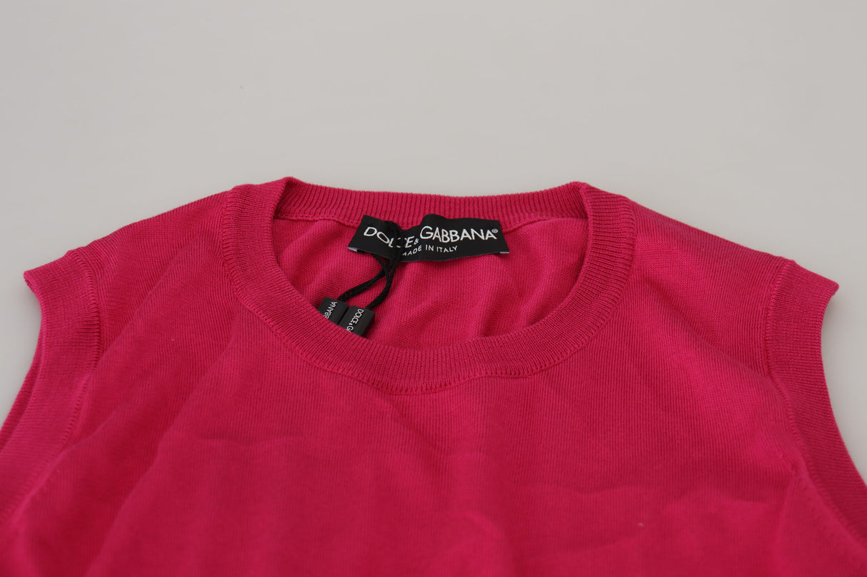 Dolce & Gabbana Pink Silk Vest Pullover Crewneck Tank Top