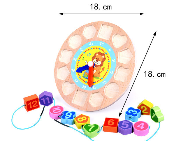Wooden Lacing Number Clock Educational Toy for Kids