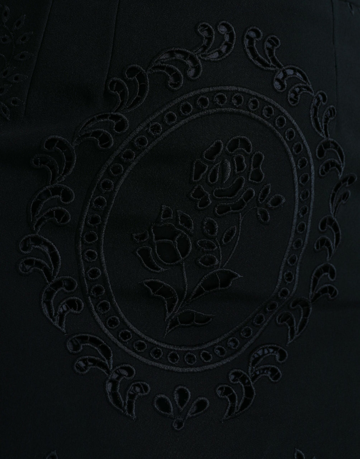 Dolce & Gabbana Black Floral Lace Viscose Bodycon Midi Dress