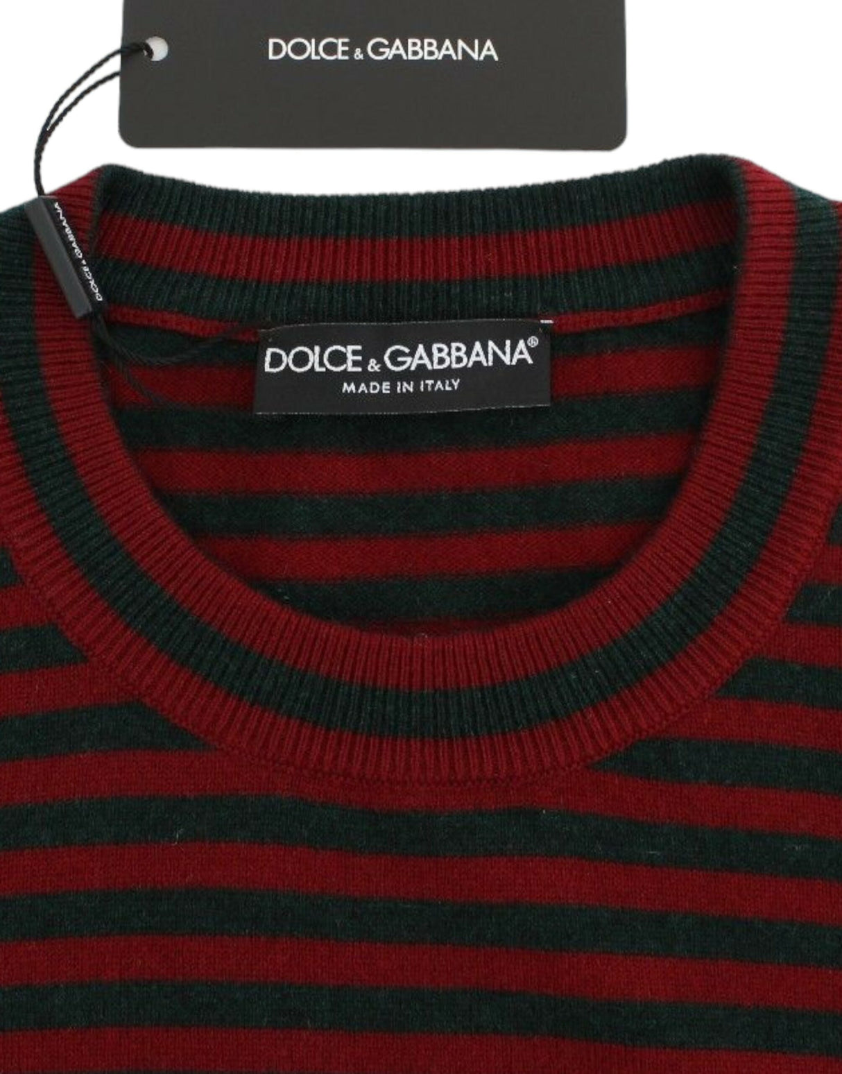 Dolce & Gabbana Red Gray Cashmere Short Sleeve Sweater