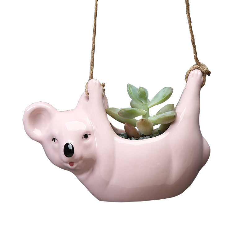 Cute Cartoon Koala Hanging Basket Ceramic Planter