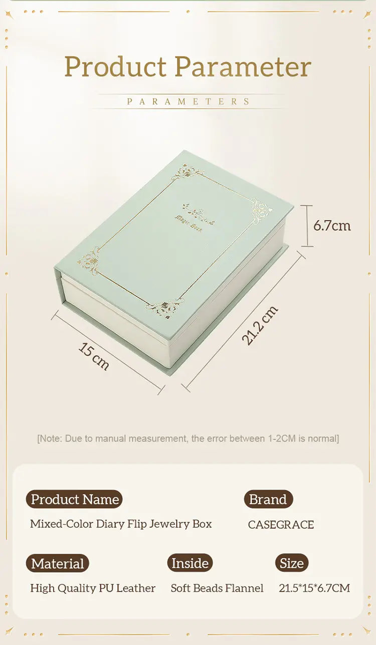 Stylish Diary Jewelry Box - Magnetic Organizer for Accessories