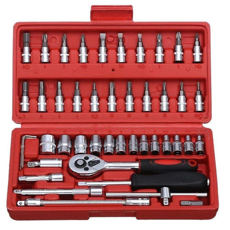 46-Piece Home and Auto Repair Tool Set with Ratchet Wrench