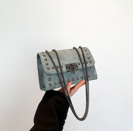 Studded Chain Bag, Tote and Shoulder Bag for Women