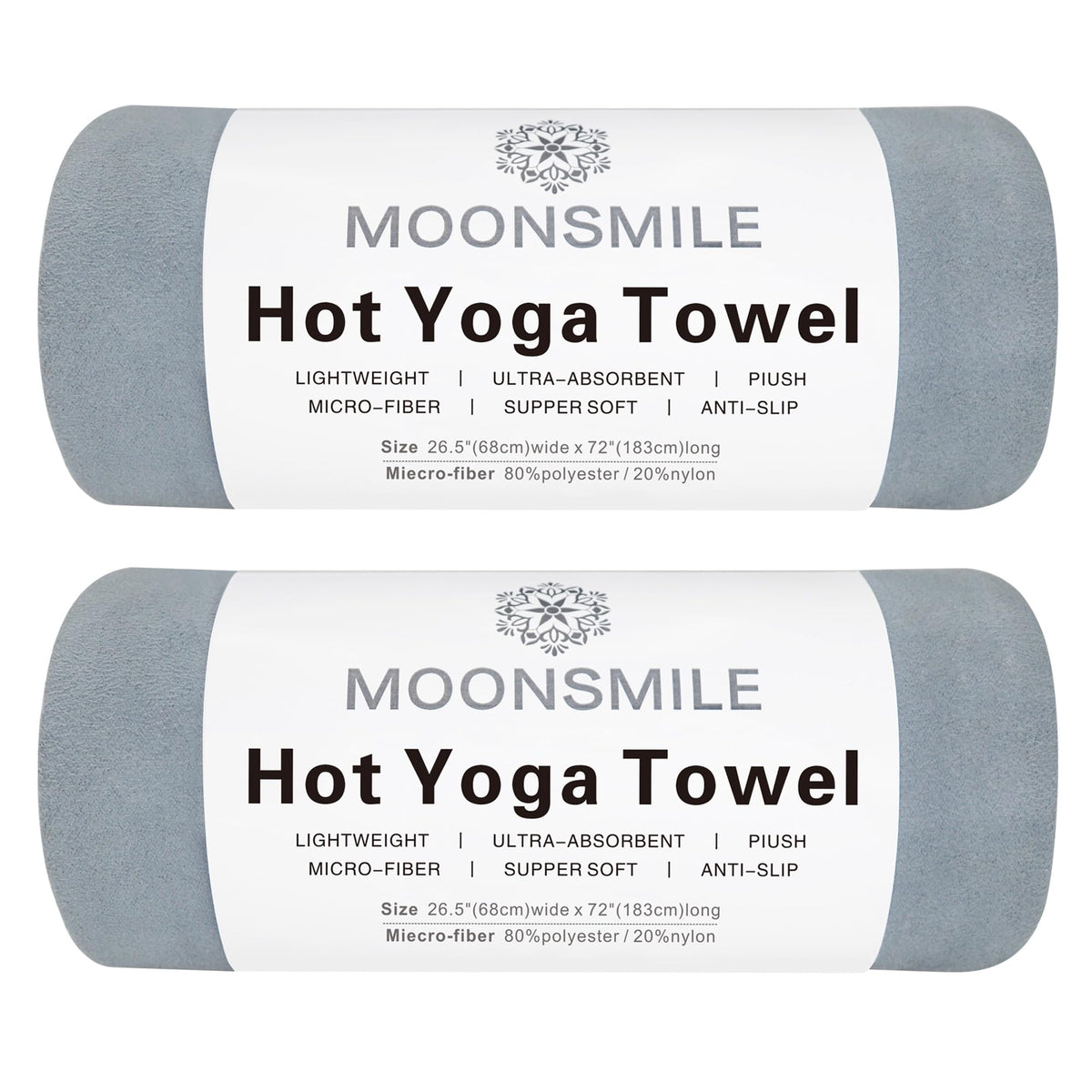 MOONSMILE 2 Pack Hot Yoga Mat Towels for Hot Yoga Non SlipUltra-AbsorbentYoga Essentials for Women and MenSoft Suede Microfiber Hot Yoga Mat Towels Pilates Towels